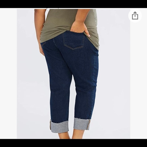 Maternity Jeans Motherhood 2 Indigo Blue Dark Denim Rugged Cut … - Picture 3 of 5